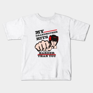 Grandmother gift meme boxing funny humor fist. Grandma martial arts Kids T-Shirt